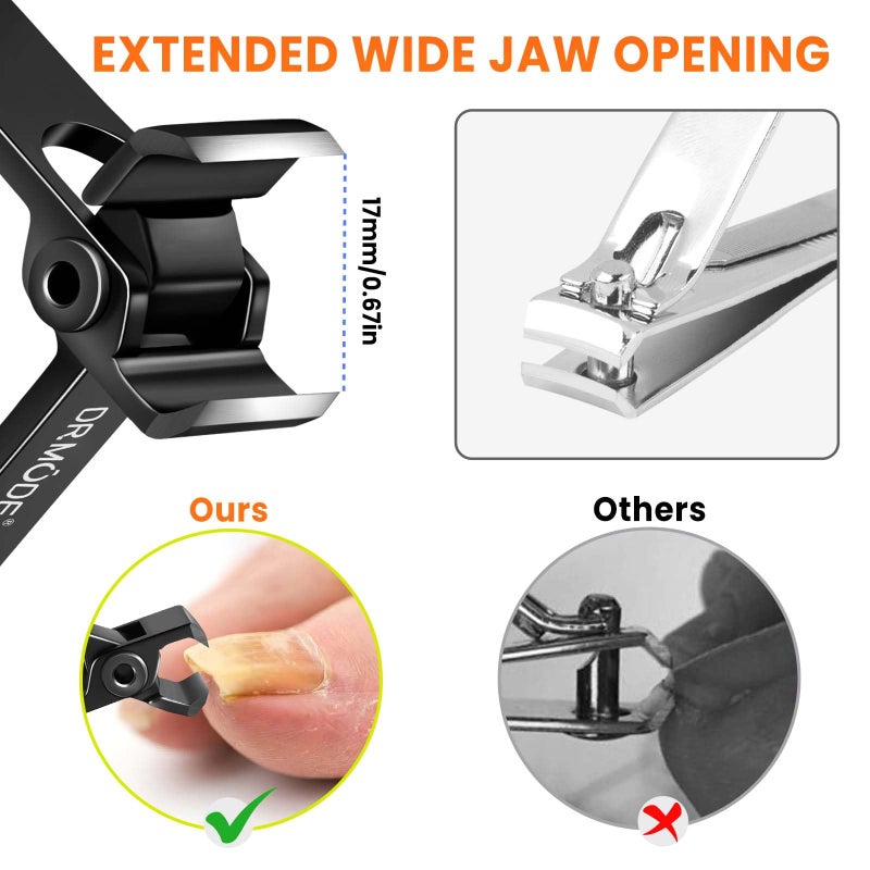 درمود مقص أظافر مستقيم للأظافر السميكة، مقص أظافر قدم كبير شديد التحمل لكبار السن بفتحة فك واسعة 17 مم، مقص أظافر قدم حاد للغاية من الفولاذ المقاوم للصدأ للرجال مع مبرد - Image 3